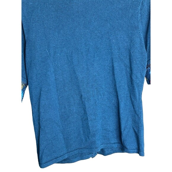 Vintage 90s Women’s R&K Short Sleeve Cardigan Sweater 8/M, Blue‎ W/ Flower - Picture 7 of 9